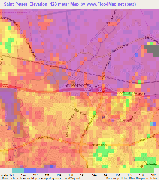 Saint Peters,US Elevation Map