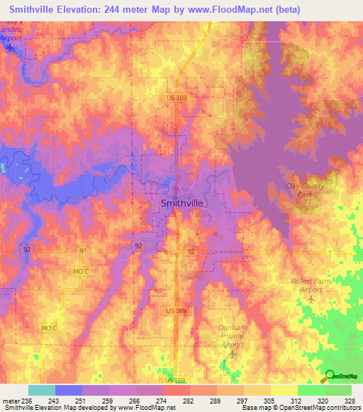 Smithville,US Elevation Map