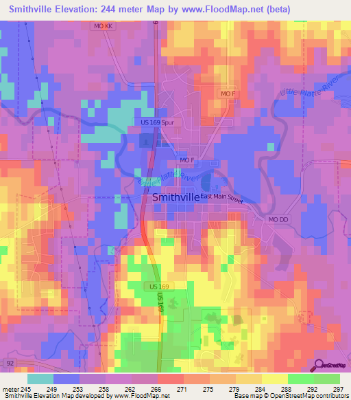 Smithville,US Elevation Map