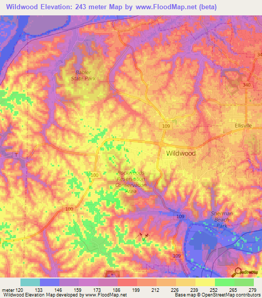 Wildwood,US Elevation Map