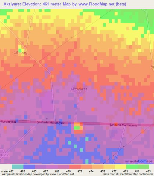 Akziyaret,Turkey Elevation Map