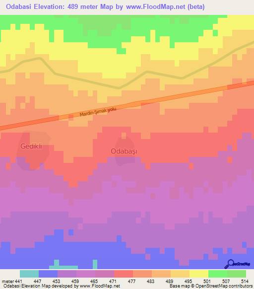 Odabasi,Turkey Elevation Map