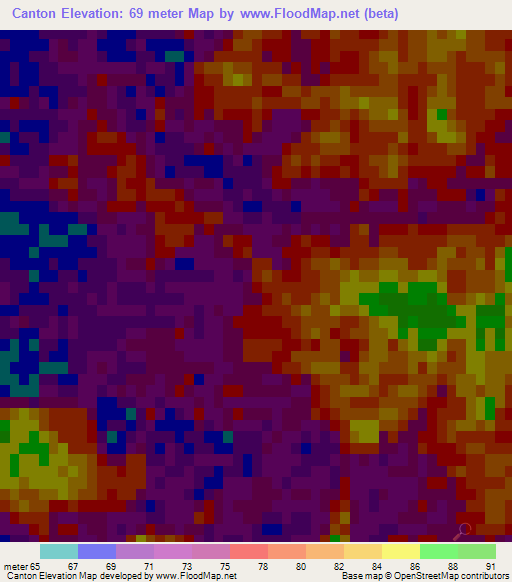 Canton,US Elevation Map