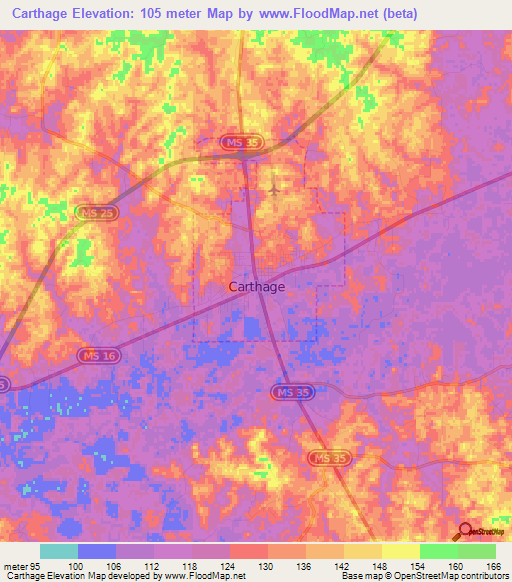 Carthage,US Elevation Map