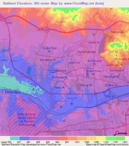 Batikent,Turkey Elevation Map