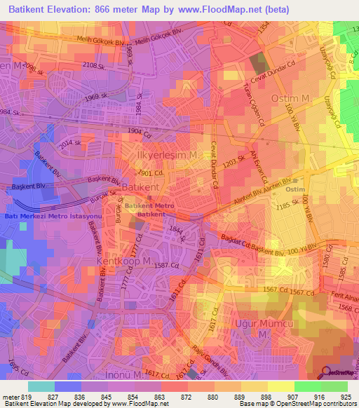 Batikent,Turkey Elevation Map