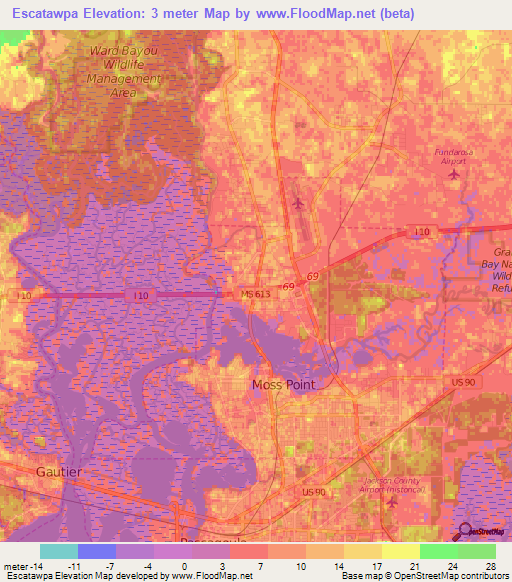 Escatawpa,US Elevation Map