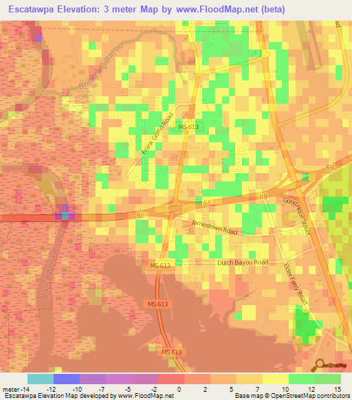 Escatawpa,US Elevation Map