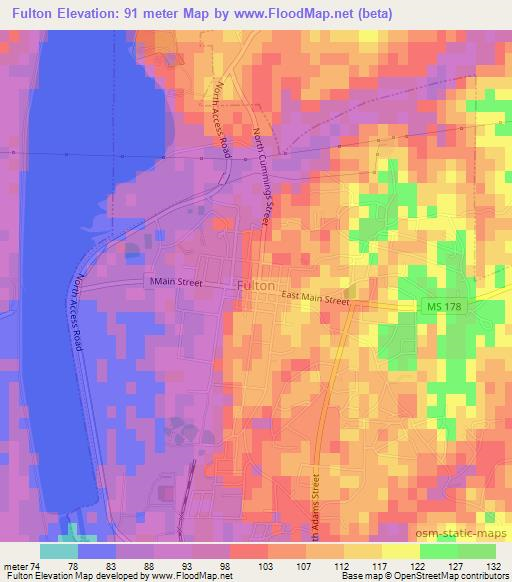 Fulton,US Elevation Map