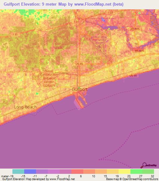 Gulfport,US Elevation Map