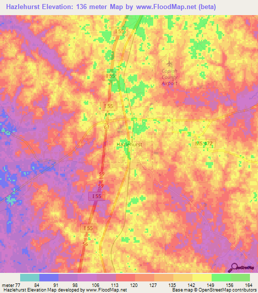 Hazlehurst,US Elevation Map