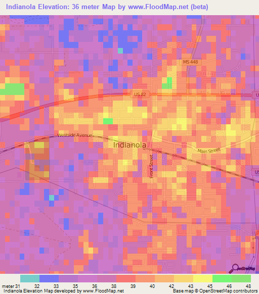 Indianola,US Elevation Map