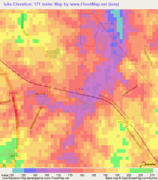 Iuka,US Elevation Map