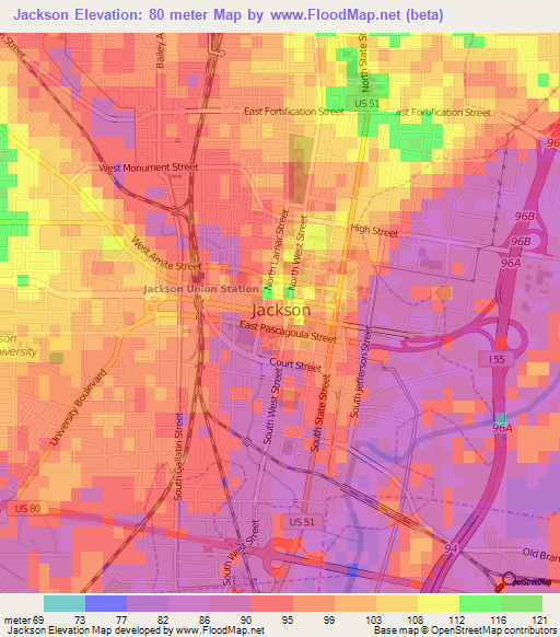 Jackson,US Elevation Map