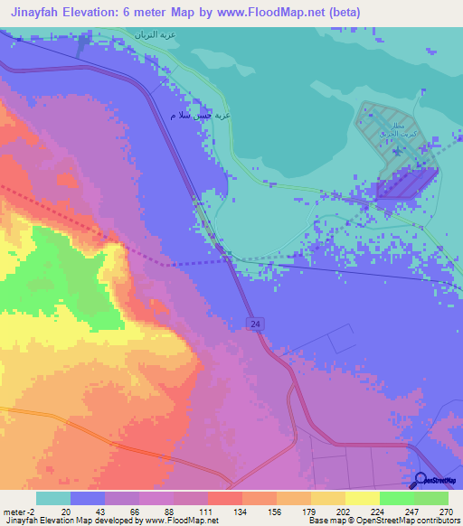 Jinayfah,Egypt Elevation Map