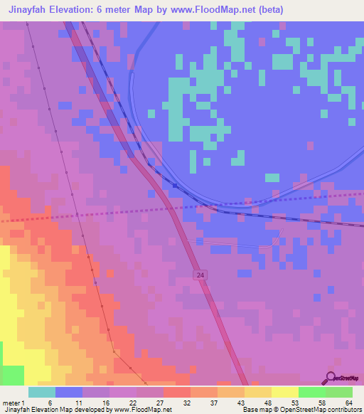 Jinayfah,Egypt Elevation Map