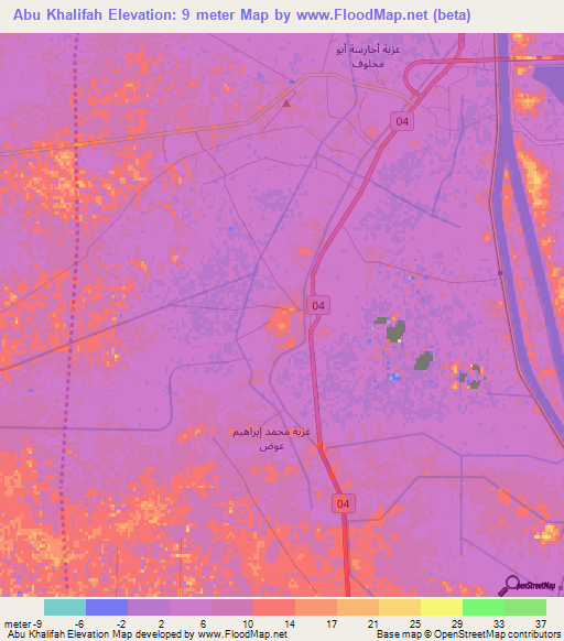 Abu Khalifah,Egypt Elevation Map