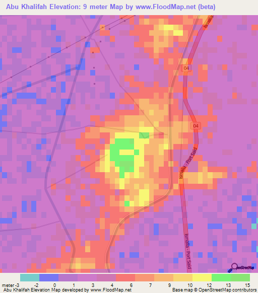 Abu Khalifah,Egypt Elevation Map