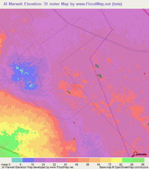 Al Marwah,Egypt Elevation Map