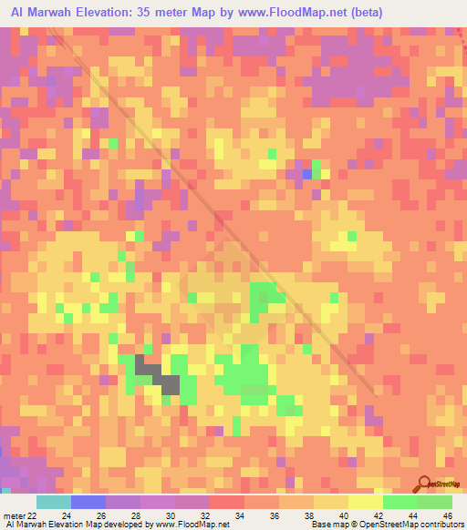 Al Marwah,Egypt Elevation Map