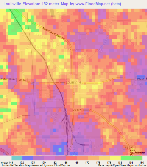 Louisville,US Elevation Map