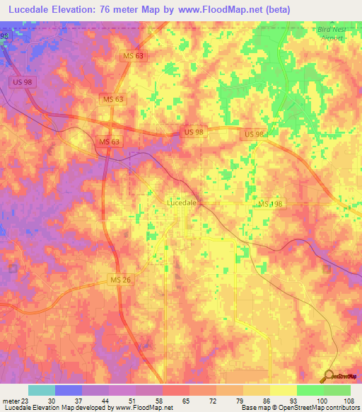 Lucedale,US Elevation Map