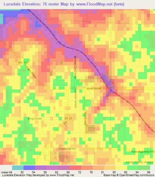 Lucedale,US Elevation Map