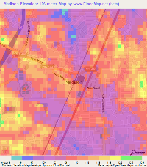 Madison,US Elevation Map