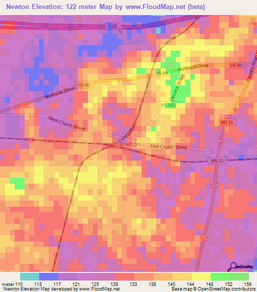 Newton,US Elevation Map