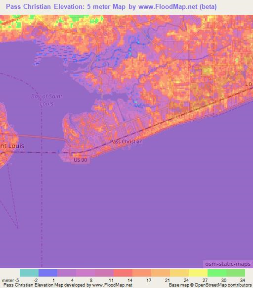 Pass Christian,US Elevation Map