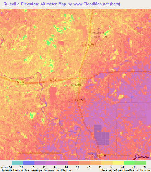 Ruleville,US Elevation Map