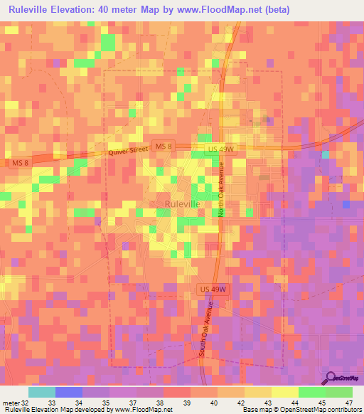 Ruleville,US Elevation Map