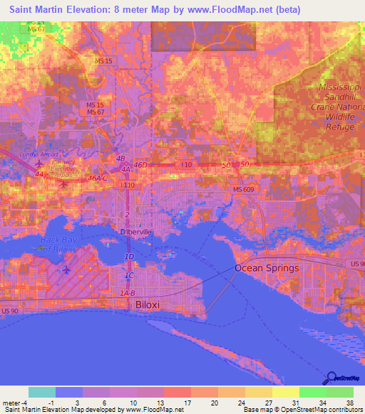 Saint Martin,US Elevation Map