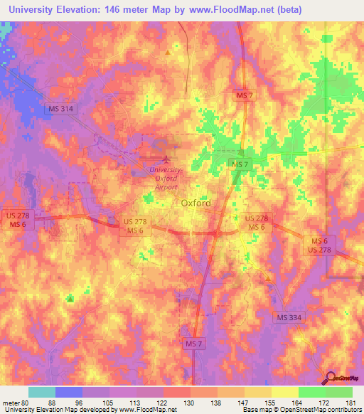 University,US Elevation Map