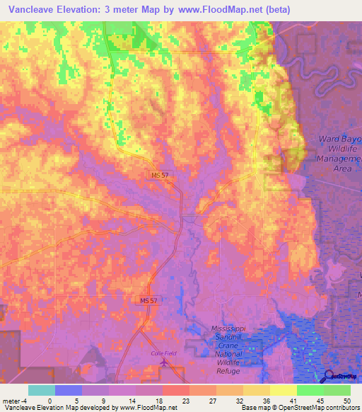 Vancleave,US Elevation Map