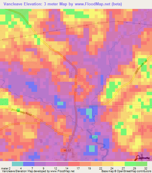 Vancleave,US Elevation Map