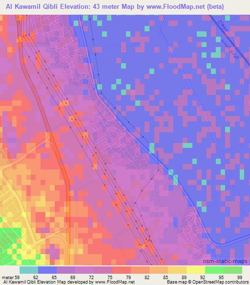 Al Kawamil Qibli,Egypt Elevation Map