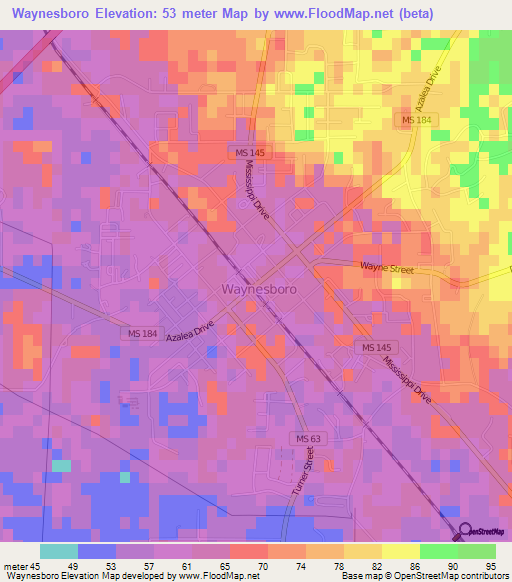 Waynesboro,US Elevation Map