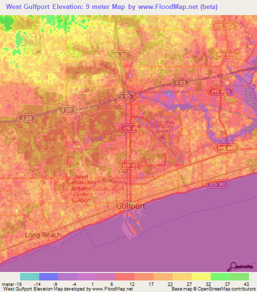 West Gulfport,US Elevation Map