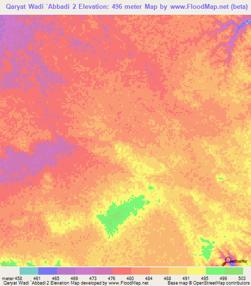 Qaryat Wadi `Abbadi 2,Egypt Elevation Map