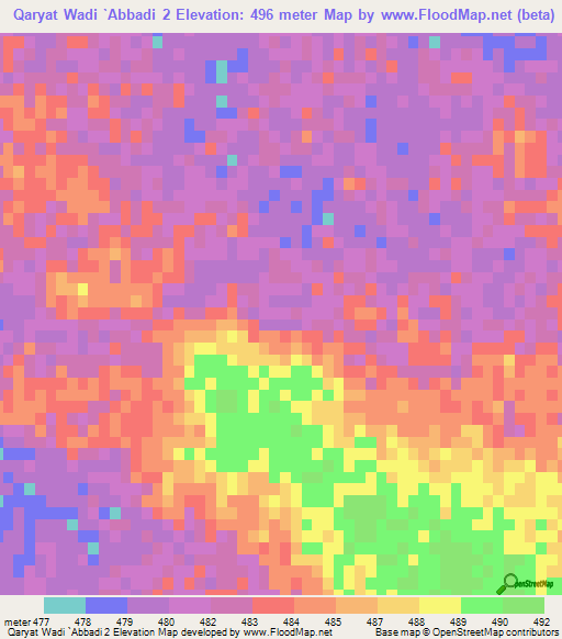 Qaryat Wadi `Abbadi 2,Egypt Elevation Map