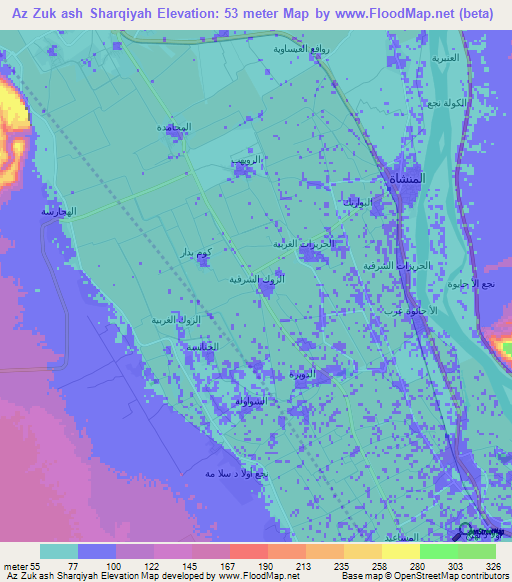 Az Zuk ash Sharqiyah,Egypt Elevation Map