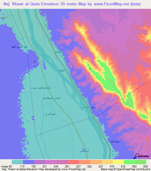 Naj` Khawr al Qada,Egypt Elevation Map