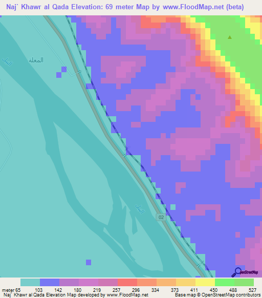 Naj` Khawr al Qada,Egypt Elevation Map