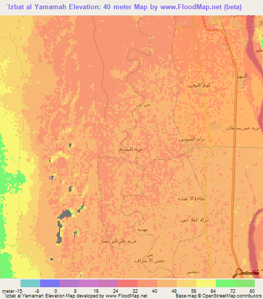 `Izbat al Yamamah,Egypt Elevation Map