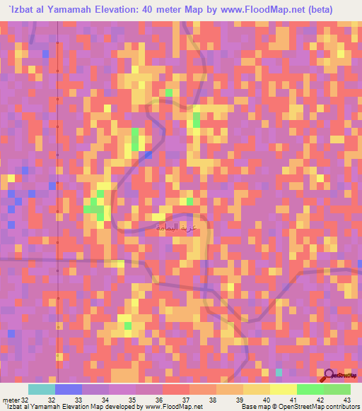 `Izbat al Yamamah,Egypt Elevation Map