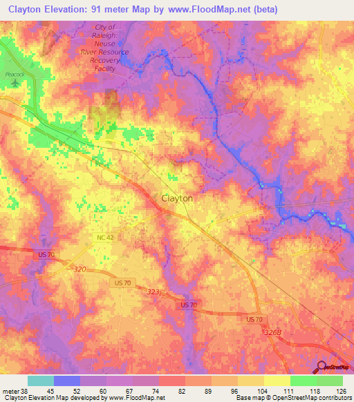 Clayton,US Elevation Map