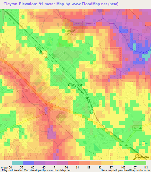 Clayton,US Elevation Map