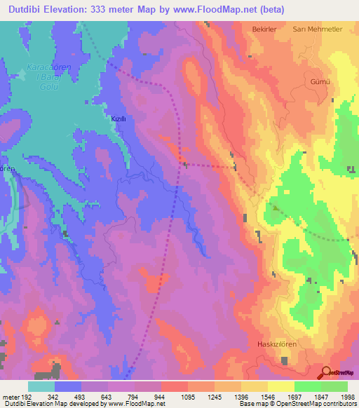 Dutdibi,Turkey Elevation Map