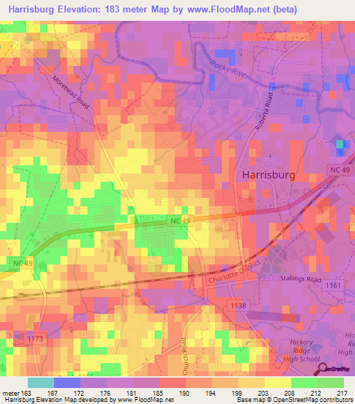 Harrisburg,US Elevation Map